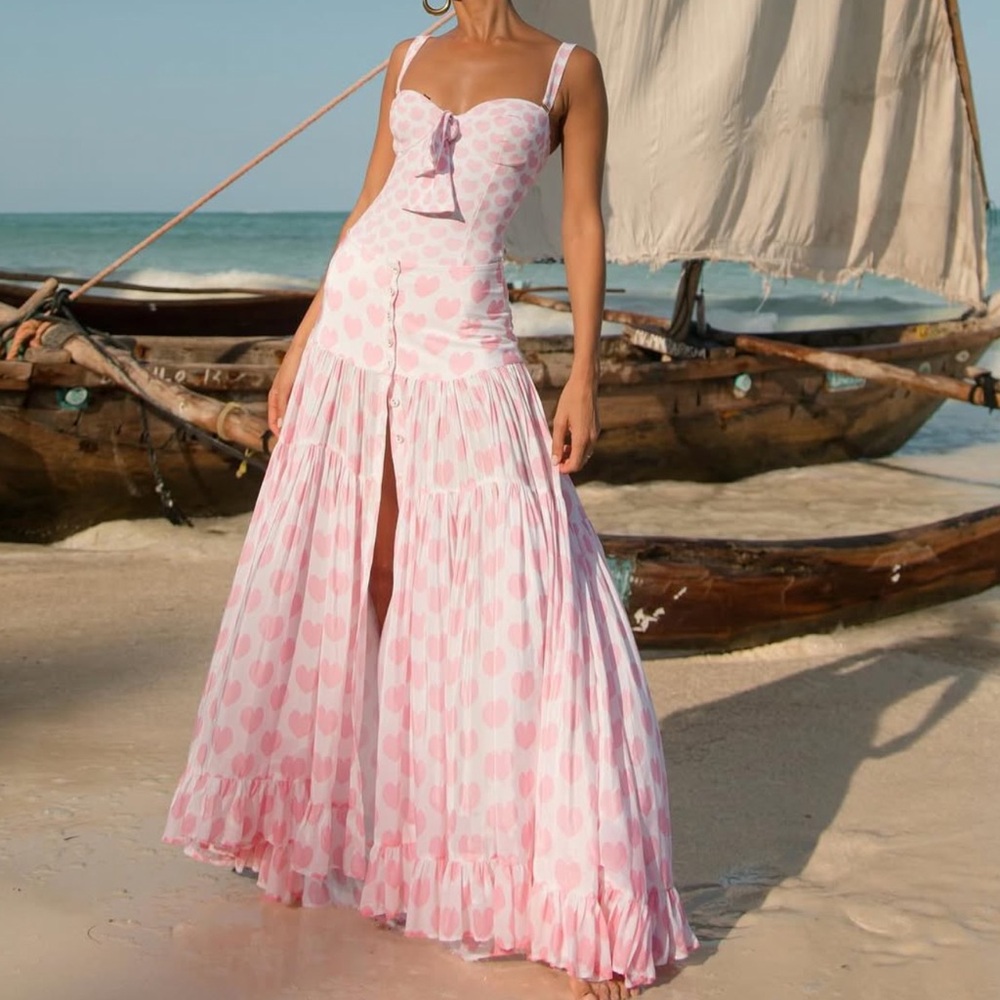 Alexandra Miro Pint Heart Print Maxi Skirt